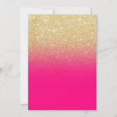 Modern girly faux gold glitter neon pink Sweet 16 Invitation (Back)