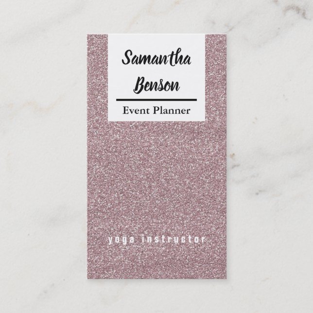 Modern Girly Faux Pink Glitter Bokeh Event Planner Business Card (Front)