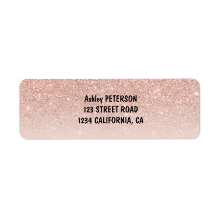 Modern Girly Faux Rose Gold Glitter Ombre Label