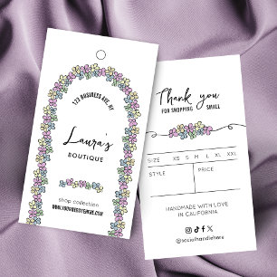 Modern Girly Floral Clothing Boutique Hang Tag