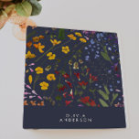 Modern girly floral colorful name navy blue<br><div class="desc">Modern girly floral colorful and navy blue personalized name and company name / year in review simple classy folder design.</div>