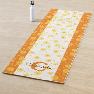 Modern Girly Floral Custom Template Name Monogram Yoga Mat