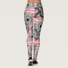 Modern Girly Flowers Leaves and White Pink Stripes