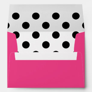 Modern Girly Fuchsia and Black Polka Dots Envelope