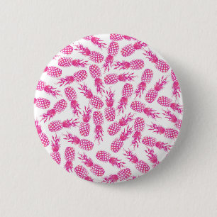 Modern girly fuchsia cute pineapple pattern button