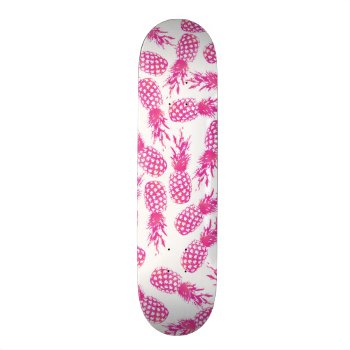Modern Girly Fuchsia Cute Pineapple Pattern Skateboard by pink_water at Zazzle
