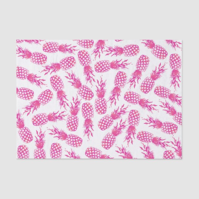 Modern girly fuchsia cute pineapple pattern tissue paper (Front)