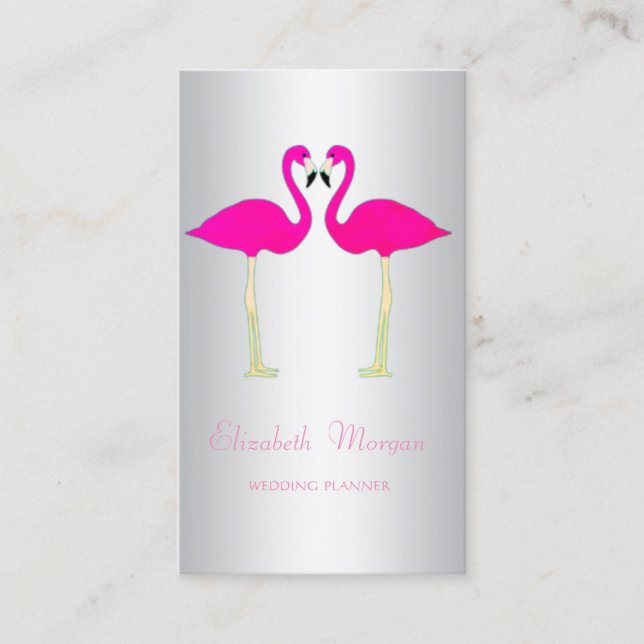 Modern Girly Funny,Pink Flamingos In Love Business Card (Front)