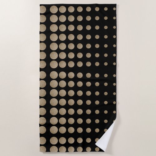 modern girly geometric black gold polka dots beach towel