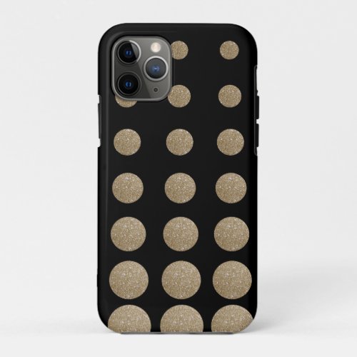 modern girly geometric black gold polka dots iPhone 11 pro case