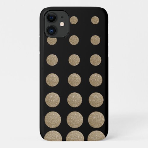 modern girly geometric black gold polka dots iPhone 11 case