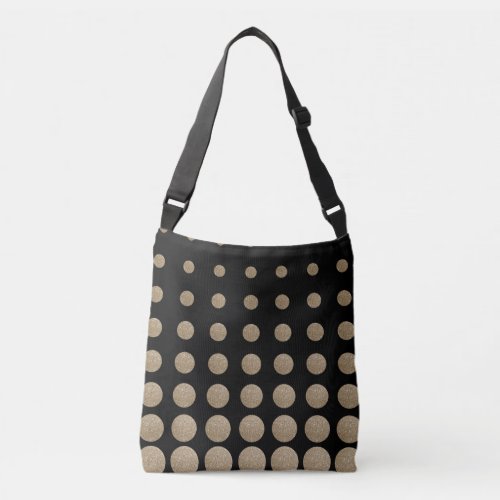 modern girly geometric black gold polka dots crossbody bag
