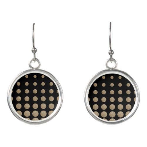 modern girly geometric black gold polka dots earrings