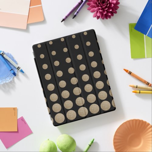 modern girly geometric black gold polka dots iPad smart cover