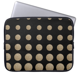 modern girly geometric black gold polka dots laptop sleeve