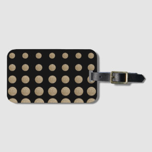 modern girly geometric black gold polka dots luggage tag