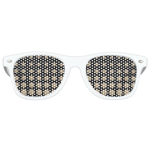 modern girly geometric black gold polka dots retro sunglasses