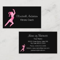 Modern Girly Girl Pink and Black Fitness Coach Business Card