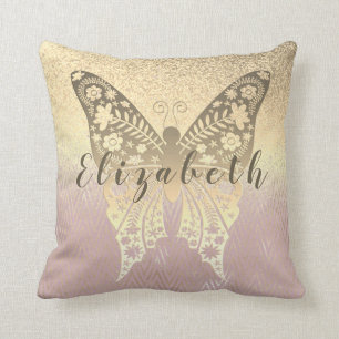 Modern Girly Glitter Rose Gold Throw Pillow