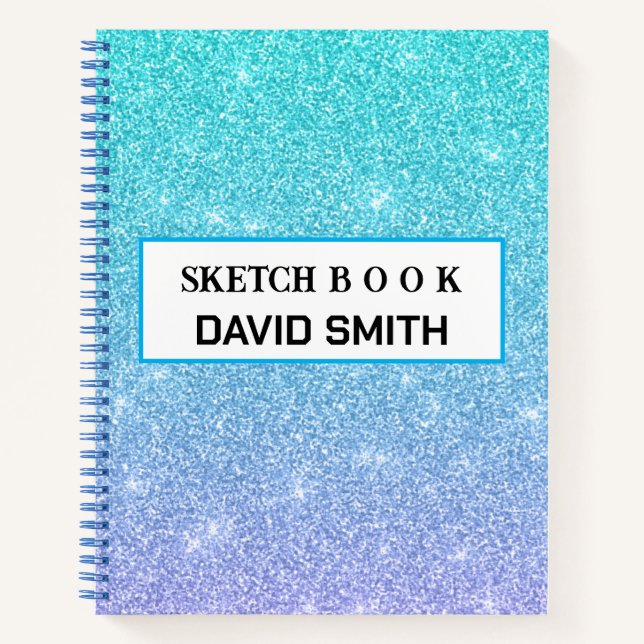 Modern Girly Glitter Sketchbook Notebook (Front)