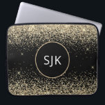 Modern Girly Gold Black Glitter Monogram Laptop Sleeve<br><div class="desc">Luxury Gold and Black Faux Glitter and Sparkle Elegant Monogrammed Initials Case. This case can be customized to include your initial and first name.</div>