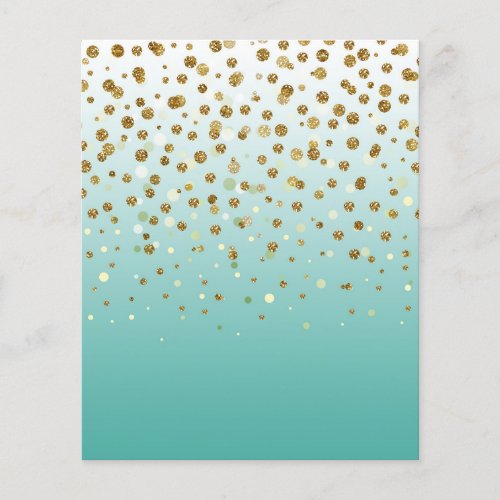 Modern Girly gold glitter confetti Blue Gradient  Flyer