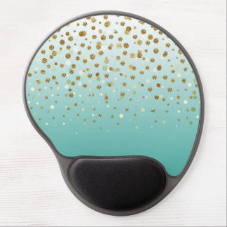 Modern Girly gold glitter confetti Blue Gradient  Gel Mouse Pad