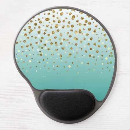 Modern Girly Gold Glitter Confetti Blue Gradient  Gel Mouse Pad