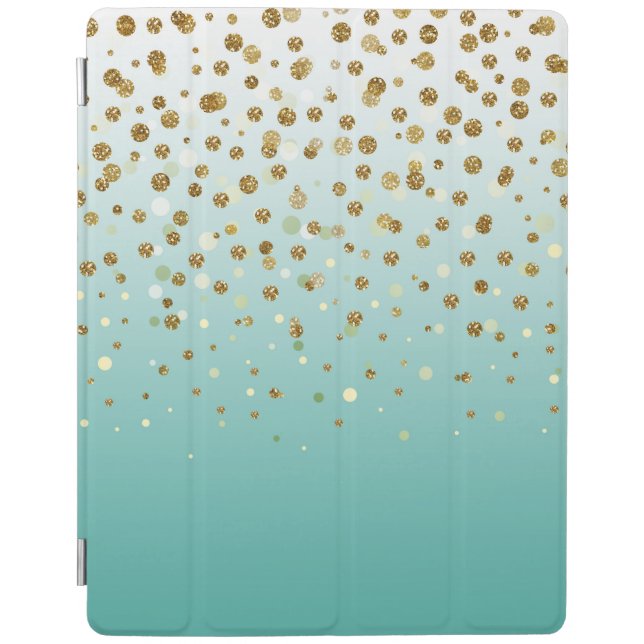 Modern Girly gold glitter confetti Blue Gradient  iPad Smart Cover (Front)