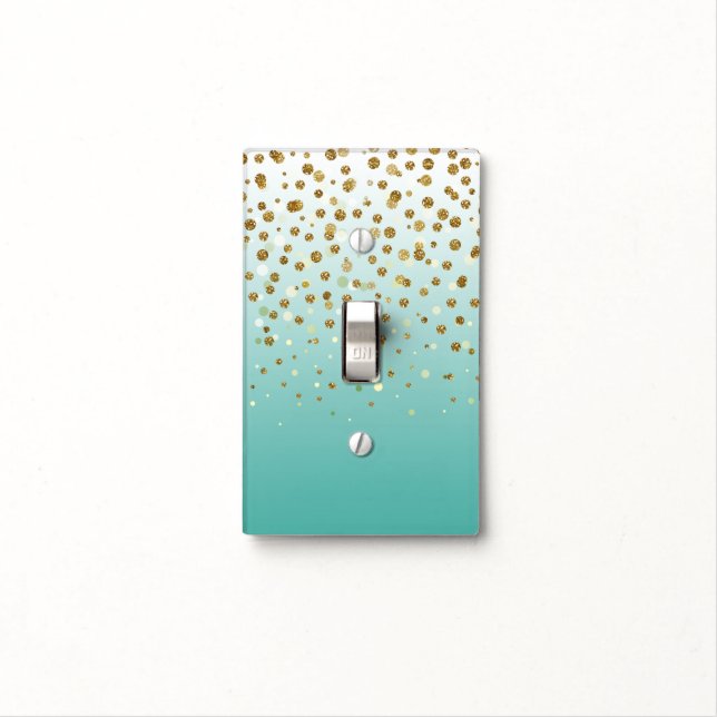 Modern Girly gold glitter confetti Blue Gradient  Light Switch Cover (In Situ)