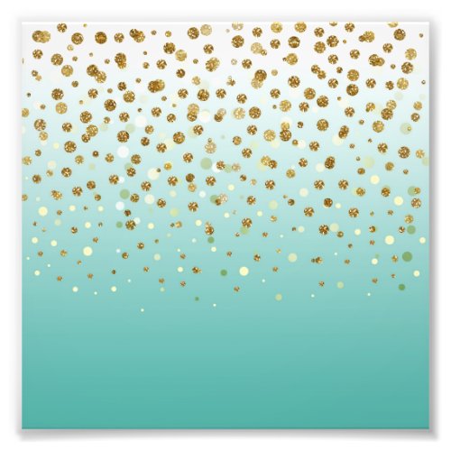 Modern Girly gold glitter confetti Blue Gradient  Photo Print