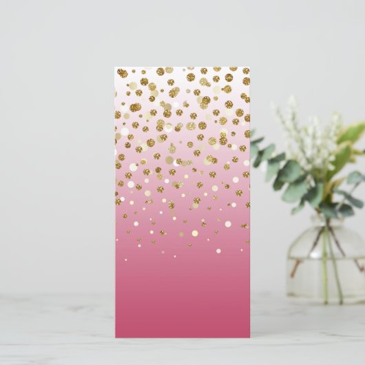 Modern Girly gold glitter confetti Pink Gradient (Standing Front)