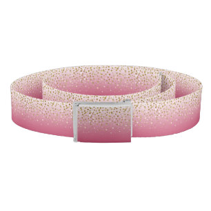 Modern Girly gold glitter confetti Pink Gradient Belt