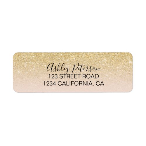 Modern girly gold glitter ombre blush pink label