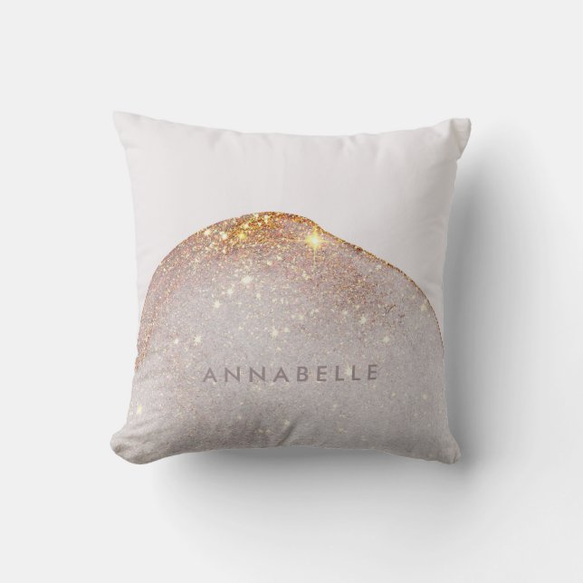 Modern girly gold watercolor shapes simple elegant throw pillow (Front)