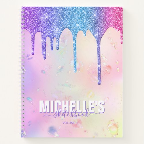 Modern Girly Holographic Elegant Trendy Sketchbook Notebook