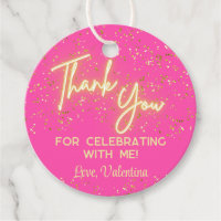 Modern Girly Hot Pink Neon Glow Thank You Script