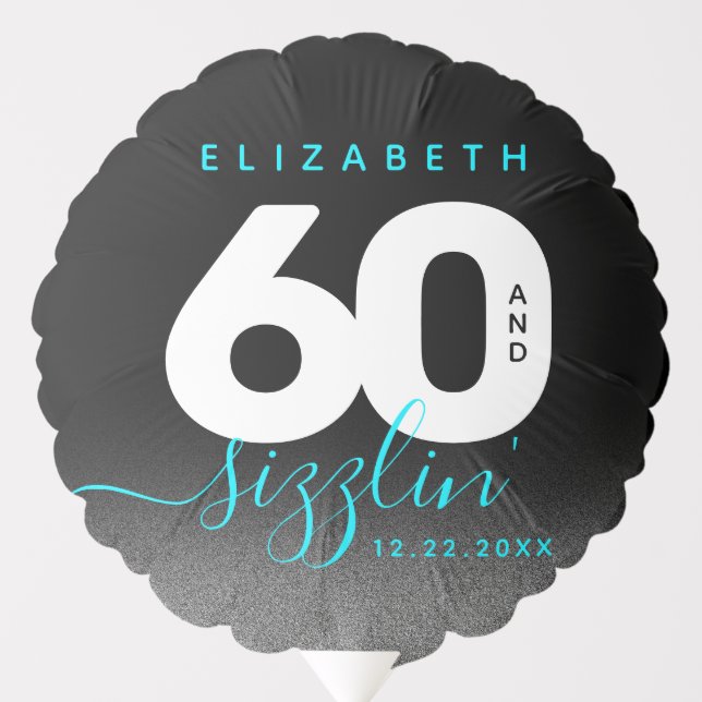 Modern Girly Ice Blue 60 and Sizzling Balloon (Front)