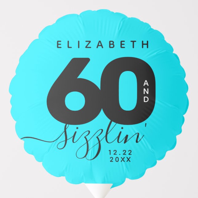 Modern Girly Ice Blue 60 and Sizzling Balloon (Front)