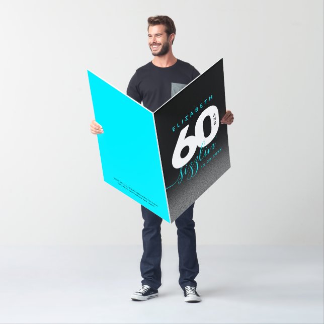 Modern Girly Ice Blue 60 and Sizzling Card (In Situ)