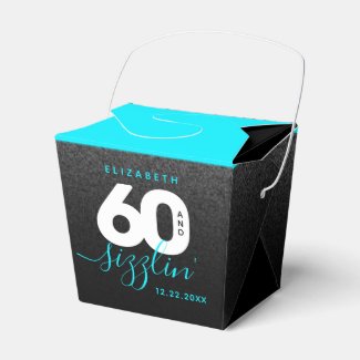 Modern Girly Ice Blue 60 and Sizzling Favor Box