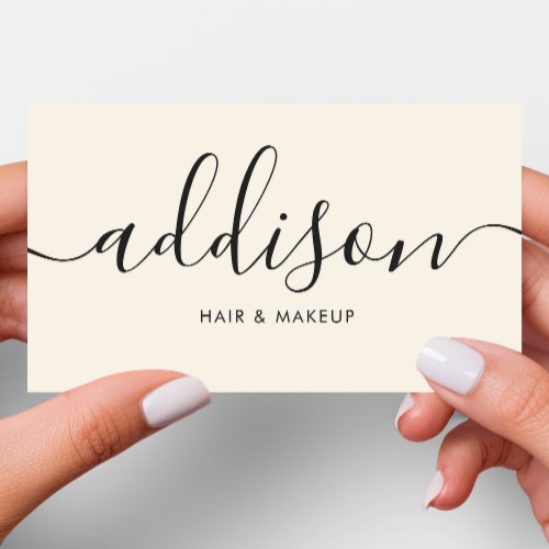 Modern Girly Ivory Cream Minimalist Calligraphy Business Card