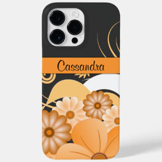 Modern Girly Ivory Gold Hibiscus Floral Swirls Case-Mate iPhone 14 Pro Max Case