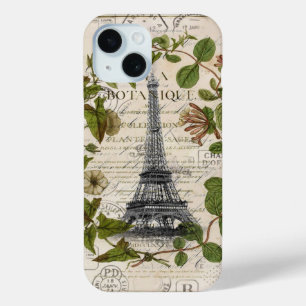modern girly ivy leaves wreath paris eiffel tower iPhone 15 case