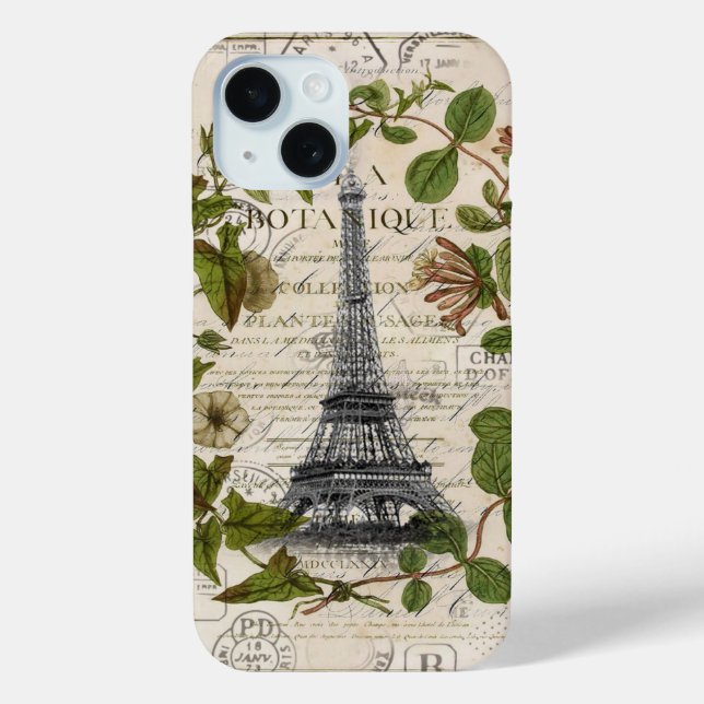 modern girly ivy leaves wreath paris eiffel tower Case-Mate iPhone case (Back)