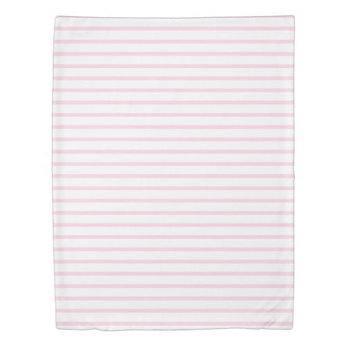 Modern girly light pink and white striped pattern duvet cover