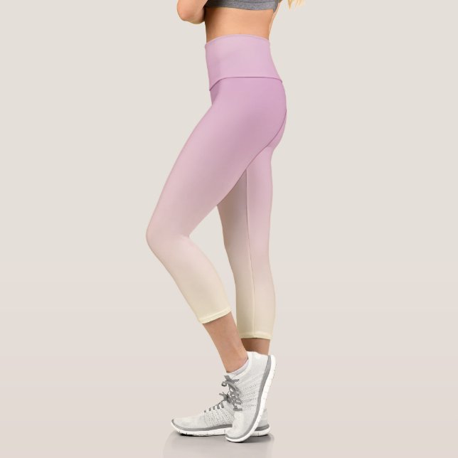 Modern Girly Light Purple Ombre Capri Leggings (Left)