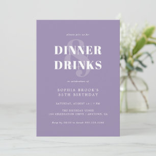 Modern Girly Lilac Bold Typography Birthday Dinner Invitation