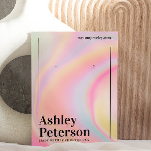 Modern girly marble rainbow script earring display business card