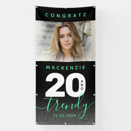 Modern Girly Mint Green 20 and Trendy Banner